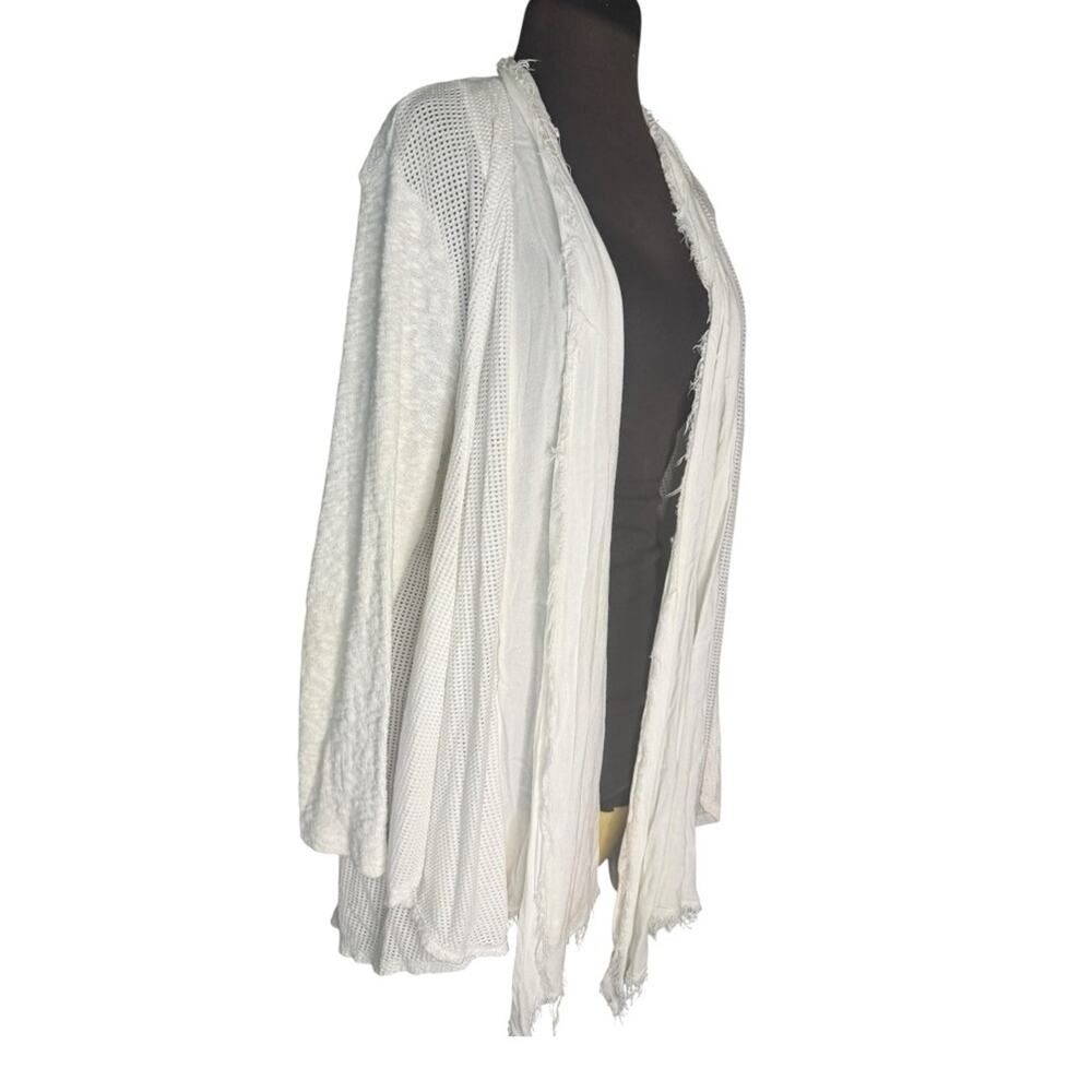 XCVI Mindset Mixed Material Lagenlook Boho Asymmetric Cardigan Womens Size 1X